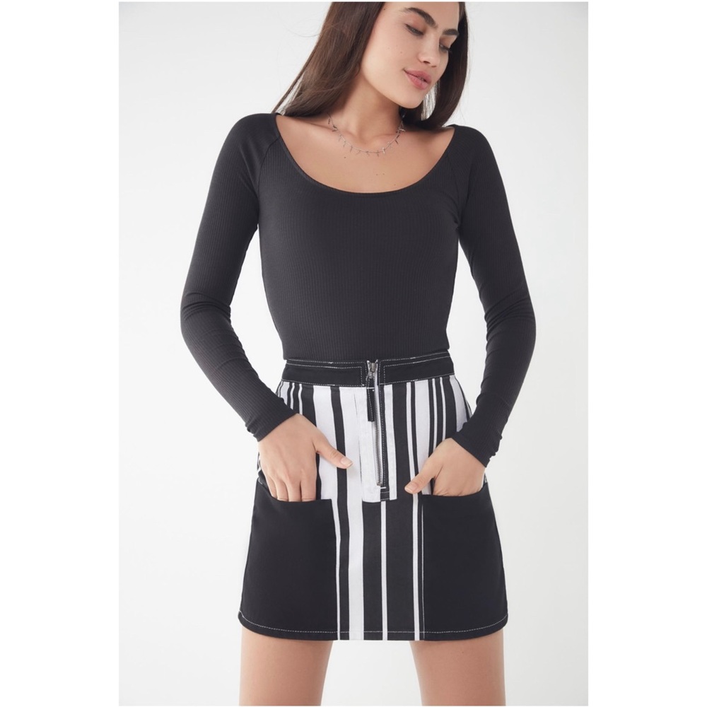 UO BDG Ruby Striped Zip-From Skirt